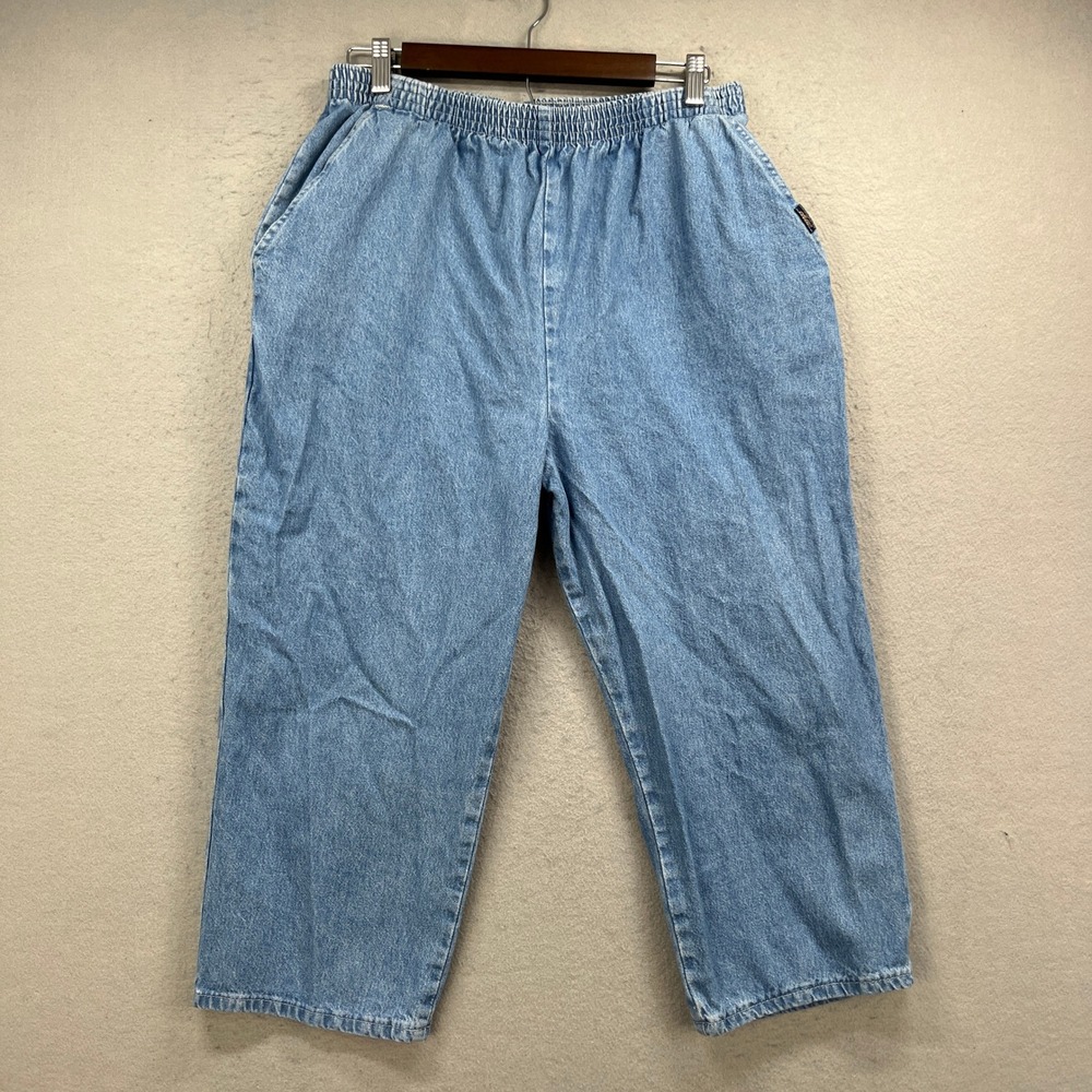 Vintage Chic Jeans Elastic Waist Womens 16 Blue Denim Mom Pull On High Rise